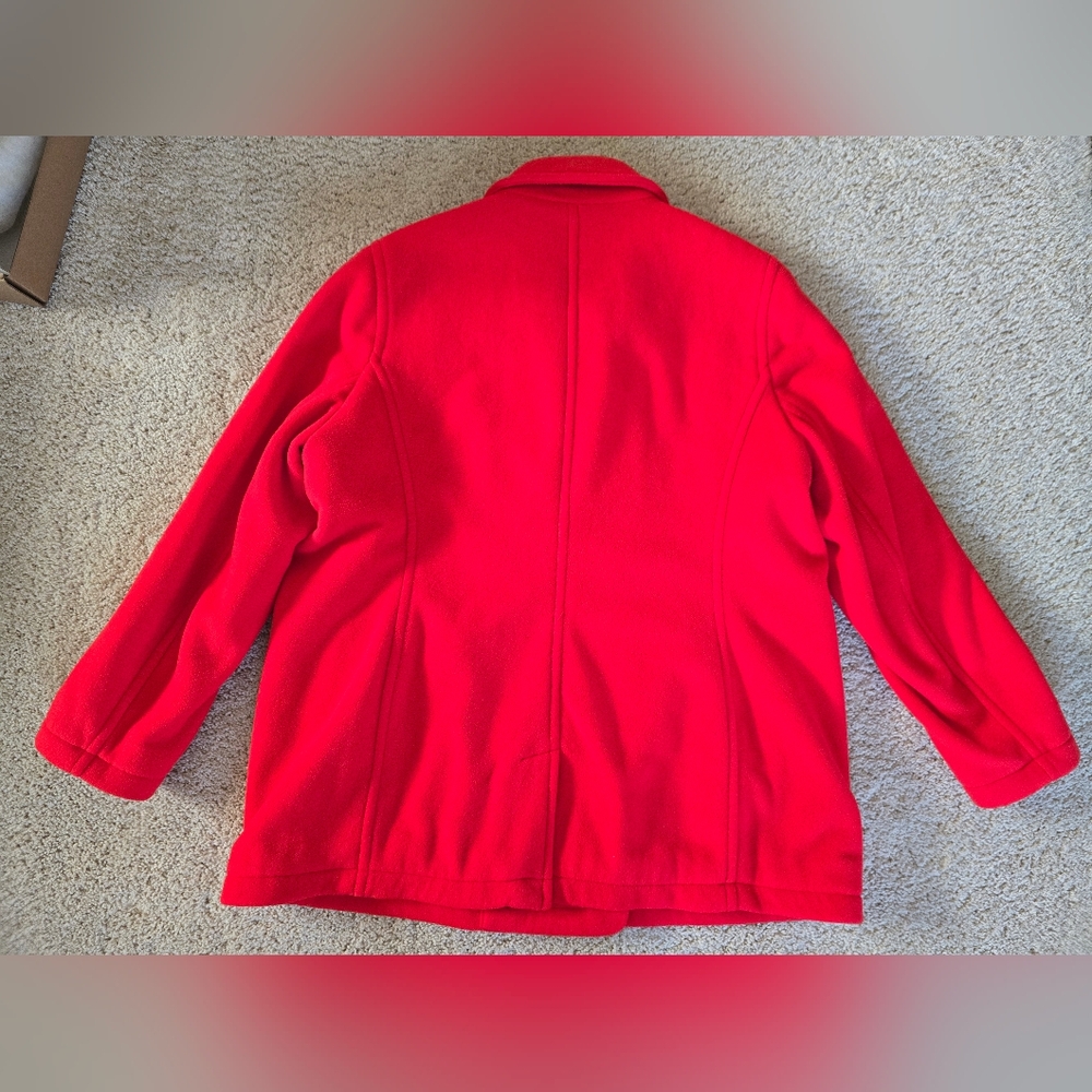 L.L. Bean Womens XL petite Red Soft Button Frpnt Lined Coat Jacket - Picture 9 of 9